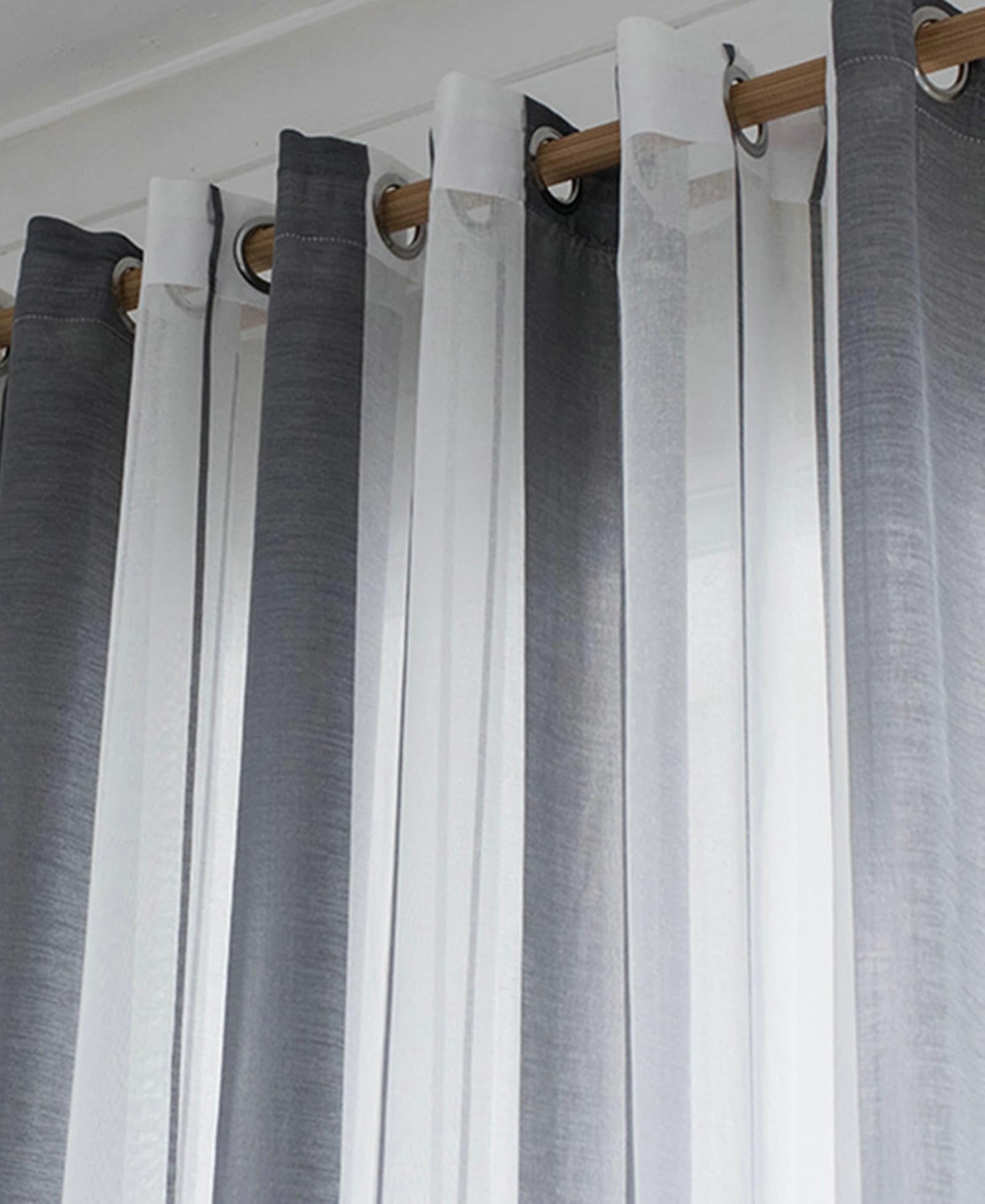 Dunkelgrau Voile Vorhänge 2 Stück Polyester, Fenster Kurz Vorhänge Transparent 160 cm Lang mit Ösen Moderne Elegant für Schlafzimmer, H160 x B96 cm