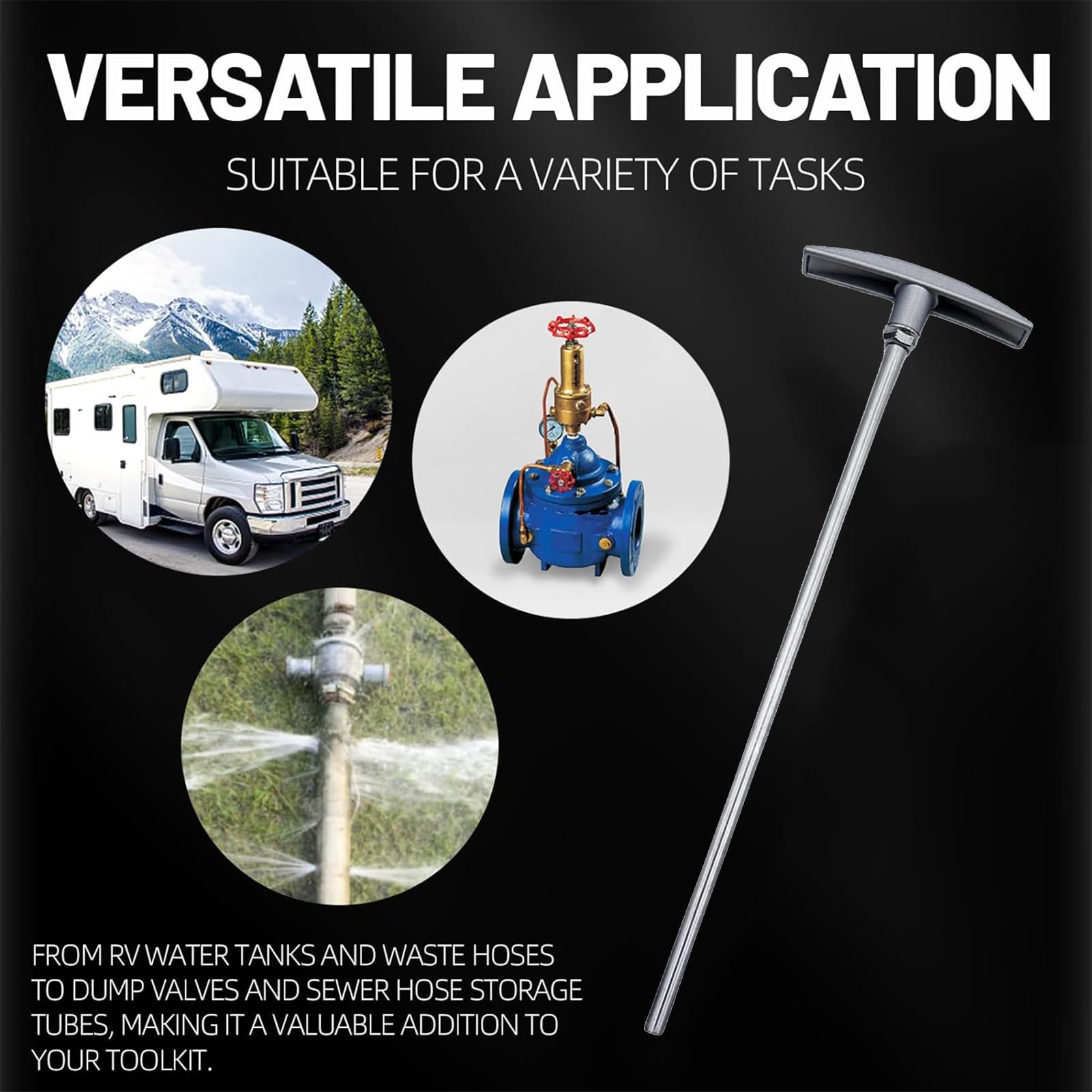 Varilla de extensión de válvula de alcantarillado para RV - Tubo de manija de tanque, varilla de reemplazo de válvula de desechos de 9 pulgadas para RV | Tubo de extensión conveniente para el