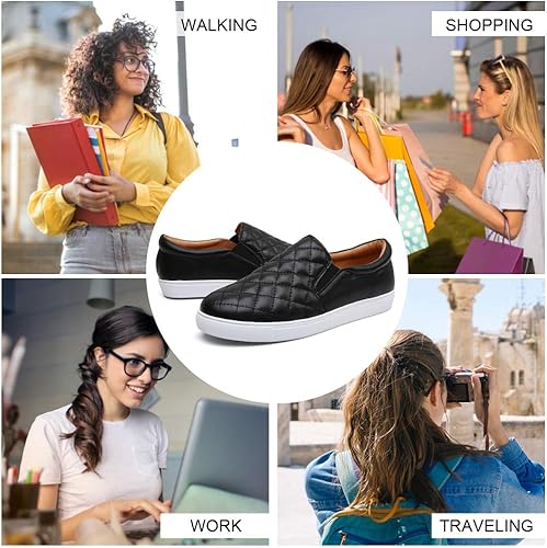 Miniatura 2 de VOCNTVY Mocasines cómodos y casuales de cuero acolchado para mujer