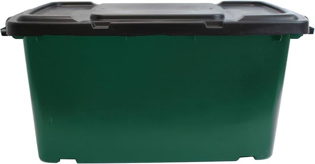 Coral 44 Litre Green Outdoor Kerbside Waste Recycling Box / Storage Box - With Black Lid