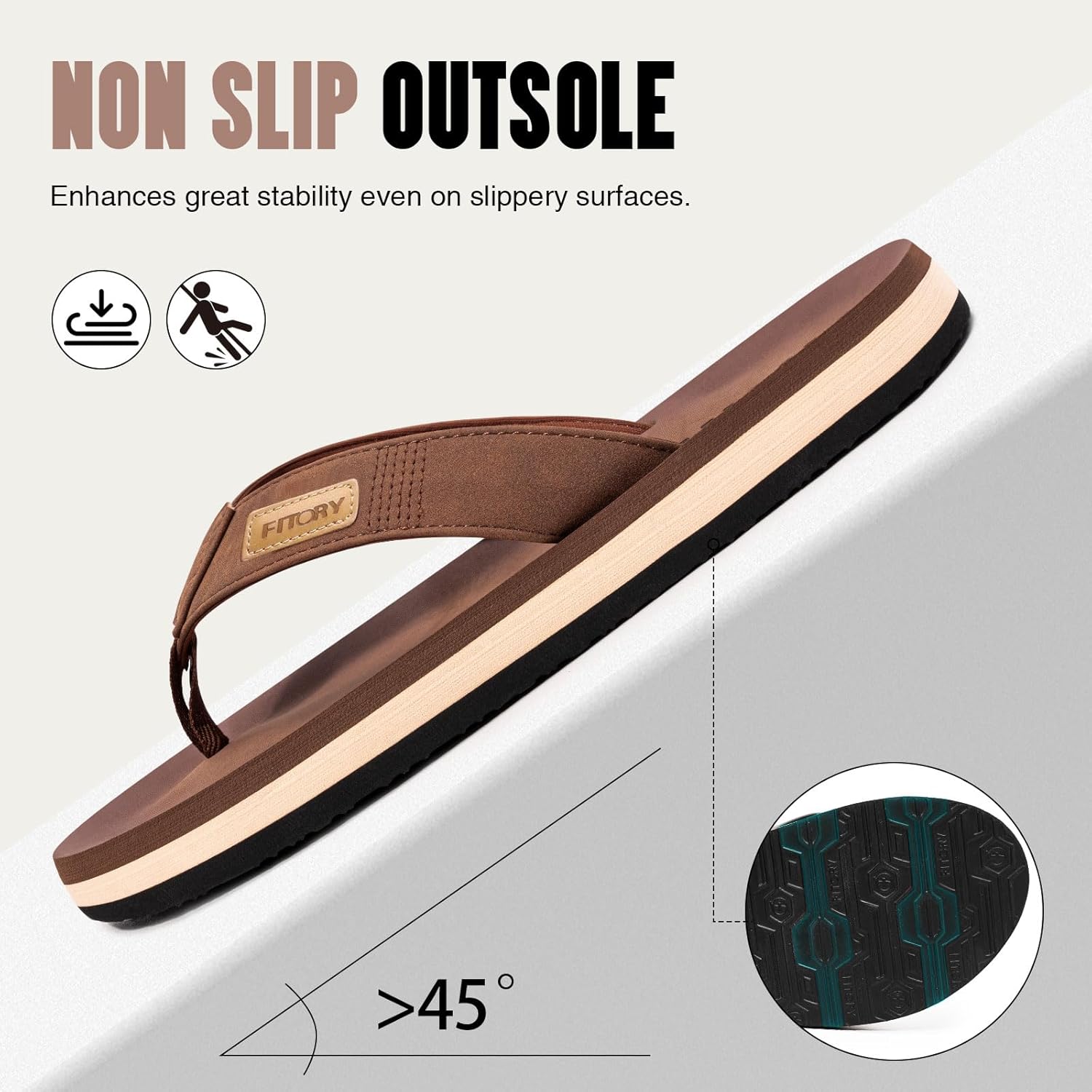FITORY Men's Flip-Flops, Thongs Sandals Comfort Slippers for Beach - Image 6