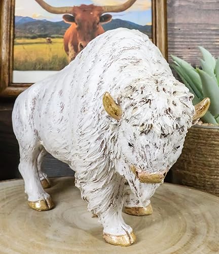 Miniatura 9 de Ebros Gift Figura decorativa de resina de búfalo de bisonte blanco sagrado nativo americano, 8.75 pulgadas de largo, símbolo de abundancia y