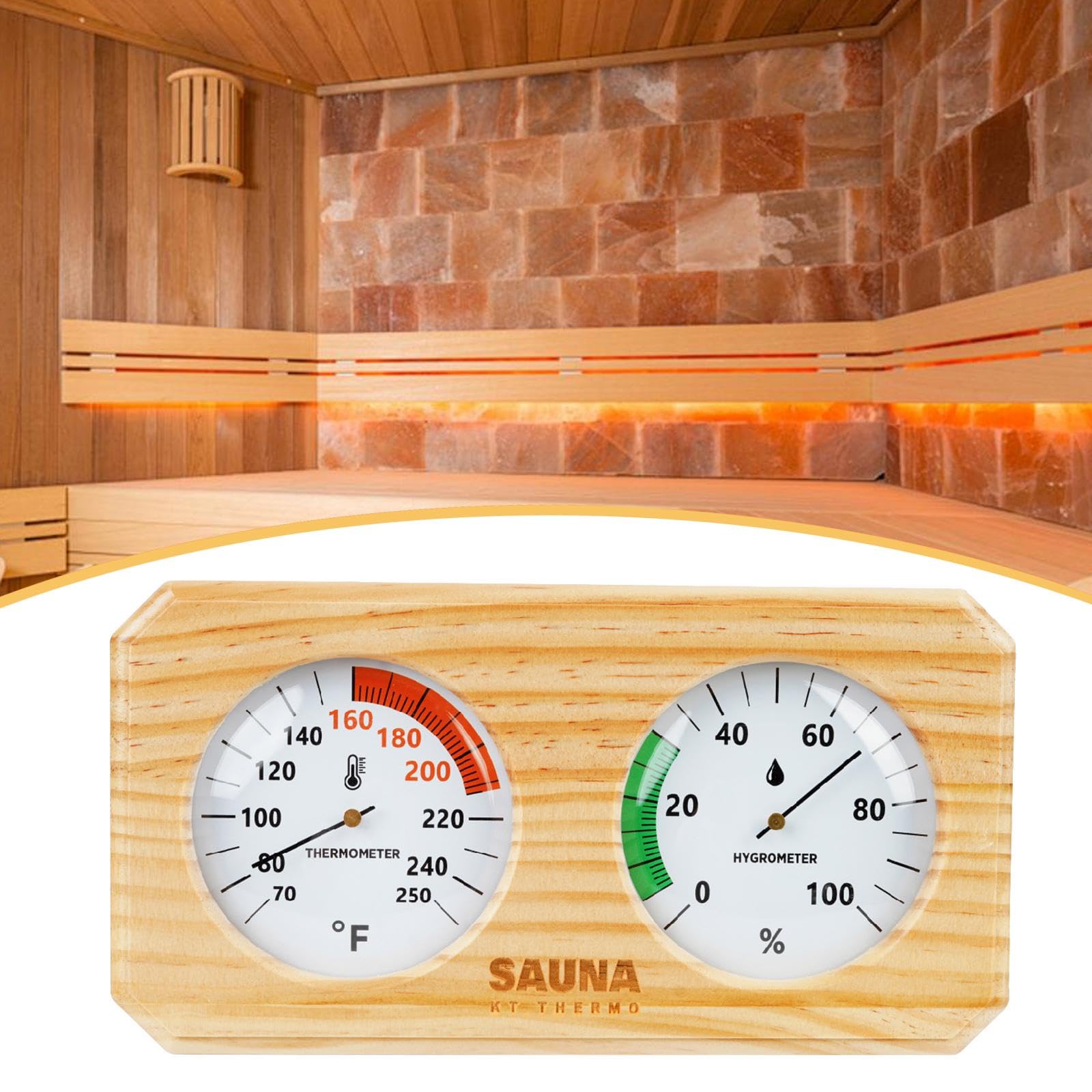 Termometro-igrometro per Sauna, Igrometro Professionale da Parete per Misurare Temperatura E umidità in Casa, Fahrenheit