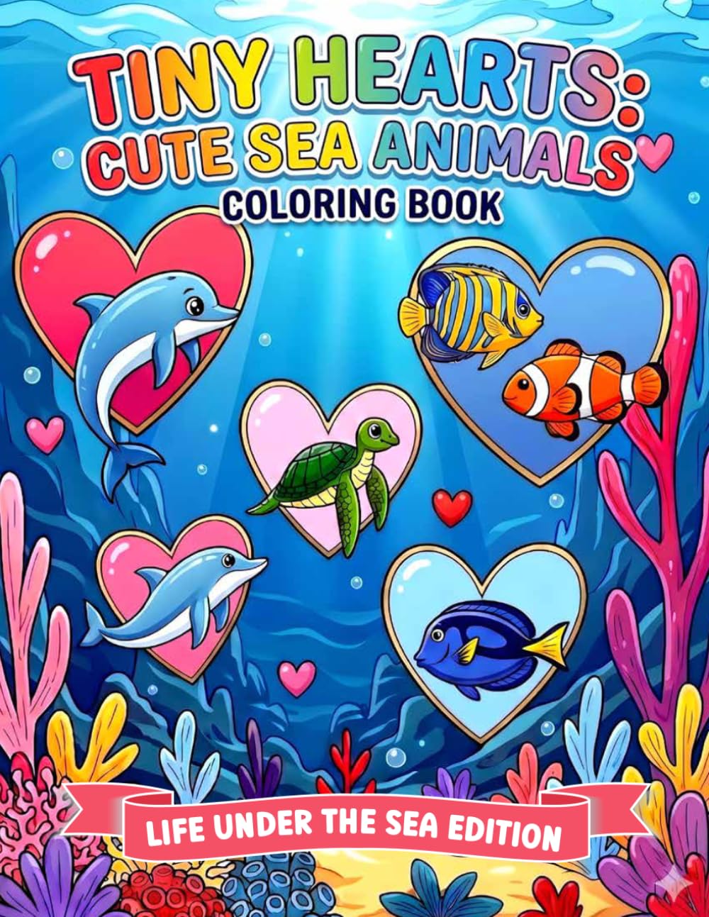 Tiny Hearts: Cute Sea Animals: A Cozy Coloring Book of Adorable Ocean Friends, Hearts, and Underwater Joy (Tiny Hearts Cozy Collection)