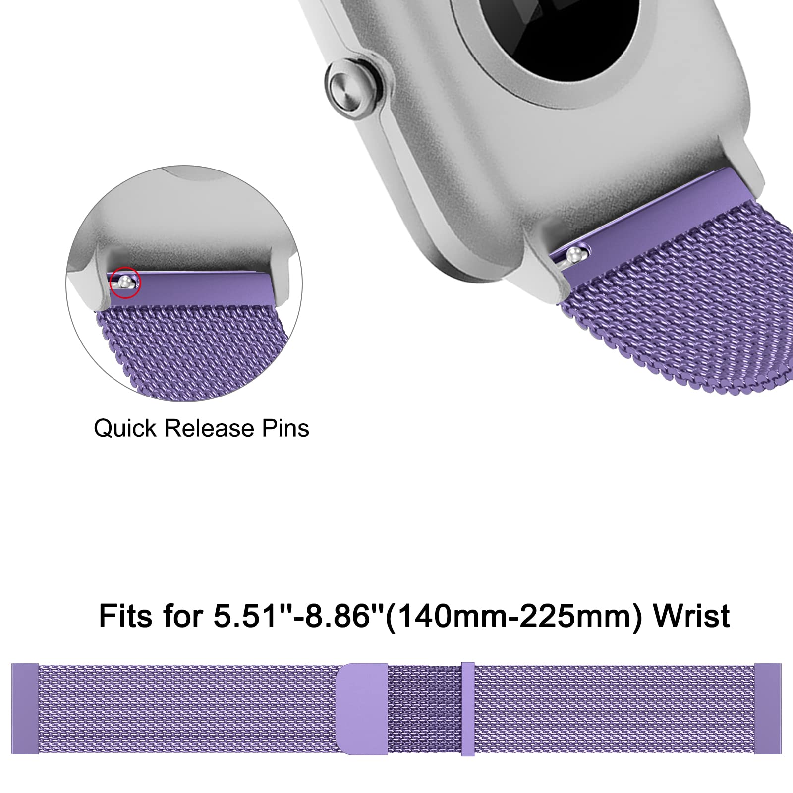 Cinturino per Amazfit GTS, 20mm Cinturino in Acciaio Inossidabile in Metallo Cinturino per Amazfit GTS 4, GTS 4 Mini, GTS 2, GTS 2 Mini, GTS 3, Amazfit Bip, Bip 3, Bip3 Pro, Bip U, Bip U Pro, GTR Mini