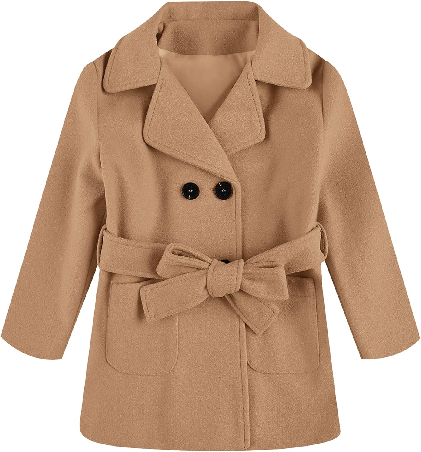Runcati Baby Kids Boys Girls Classic Wool Blend Coat Winter Double Breasted Trench Coat Outwear Pea Coat Jacket with Belt