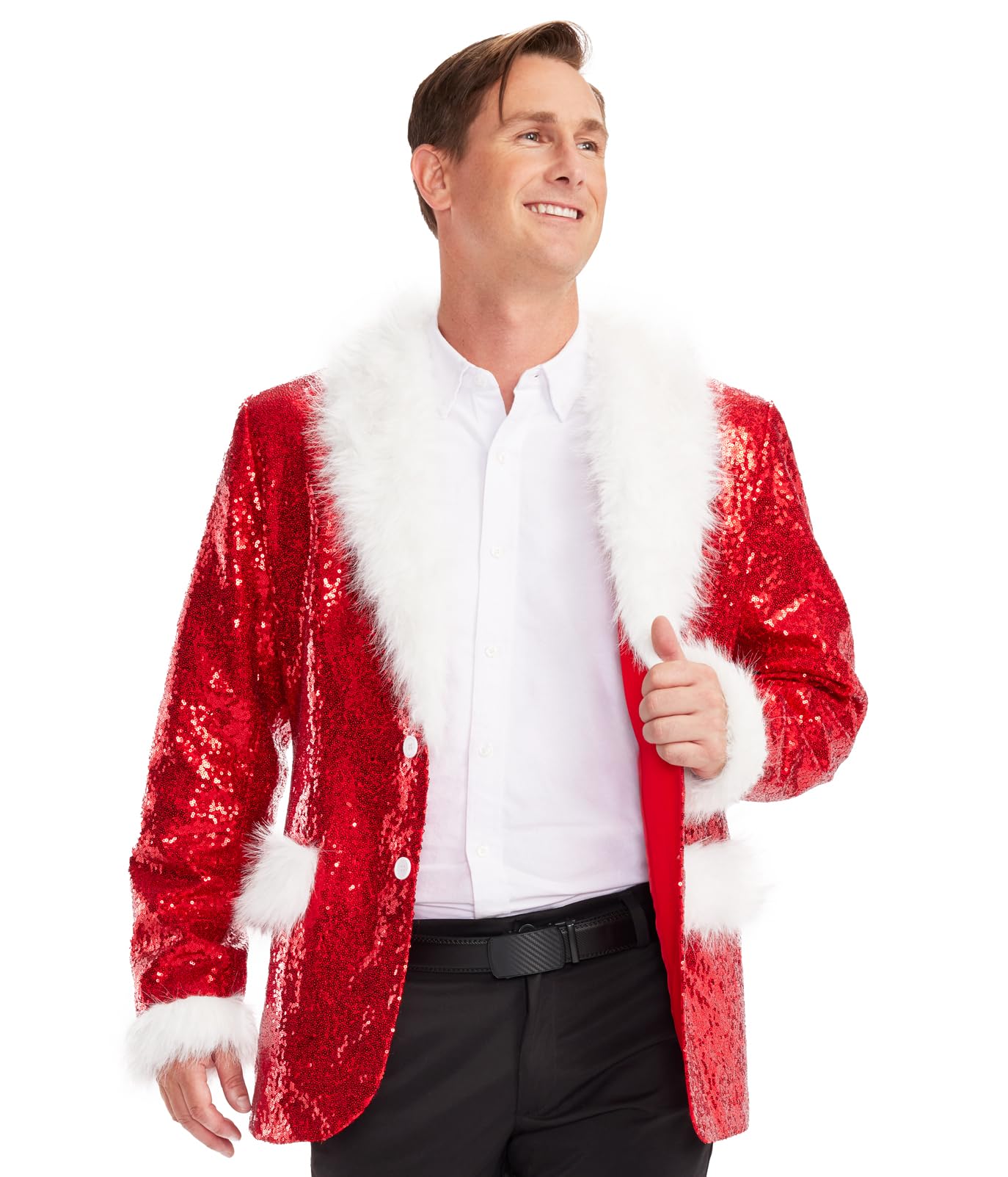 tipsy elves Men's Sequin String of Lights Christmas Suit Separates - Holiday Blazer + Tie and Christmas Pants Sold Separately-picture-32