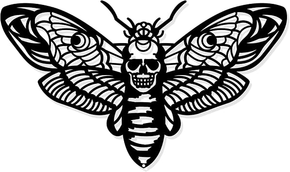 NBEADS Death Head Moth Metal Wall Decor, 6.9x11.8 Black Wall Hanging Decor Gothic Silhouette Wall Art for Bedroom Living Room Bathroom Office Garden Wall Decoration