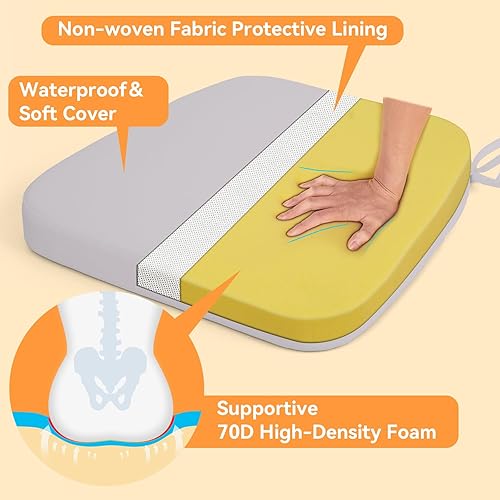 Miniatura 10 de Millsilo Cojines de silla en forma de D de 16.5 x 16.2 x 2 pulgadas para sillas de comedor con lazos y funda extraíble, almohadillas para sillas de