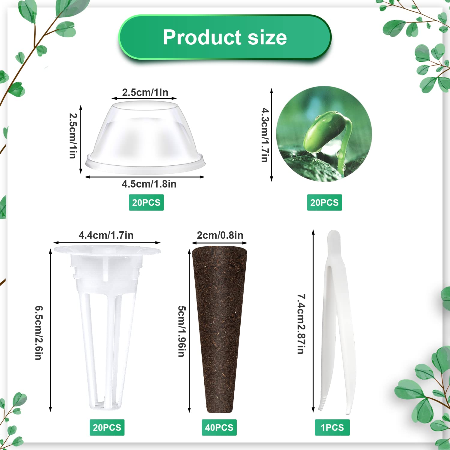 101 pezzi Kit di Baccelli di Semi per Aerogarden, Idroponica Kit Hydroponic Grow Kit con 20 Cestini per Coltivazione, 20 Coperchi Isolanti, 40 Spugne per Coltivazione, 20 Etichette per Piante