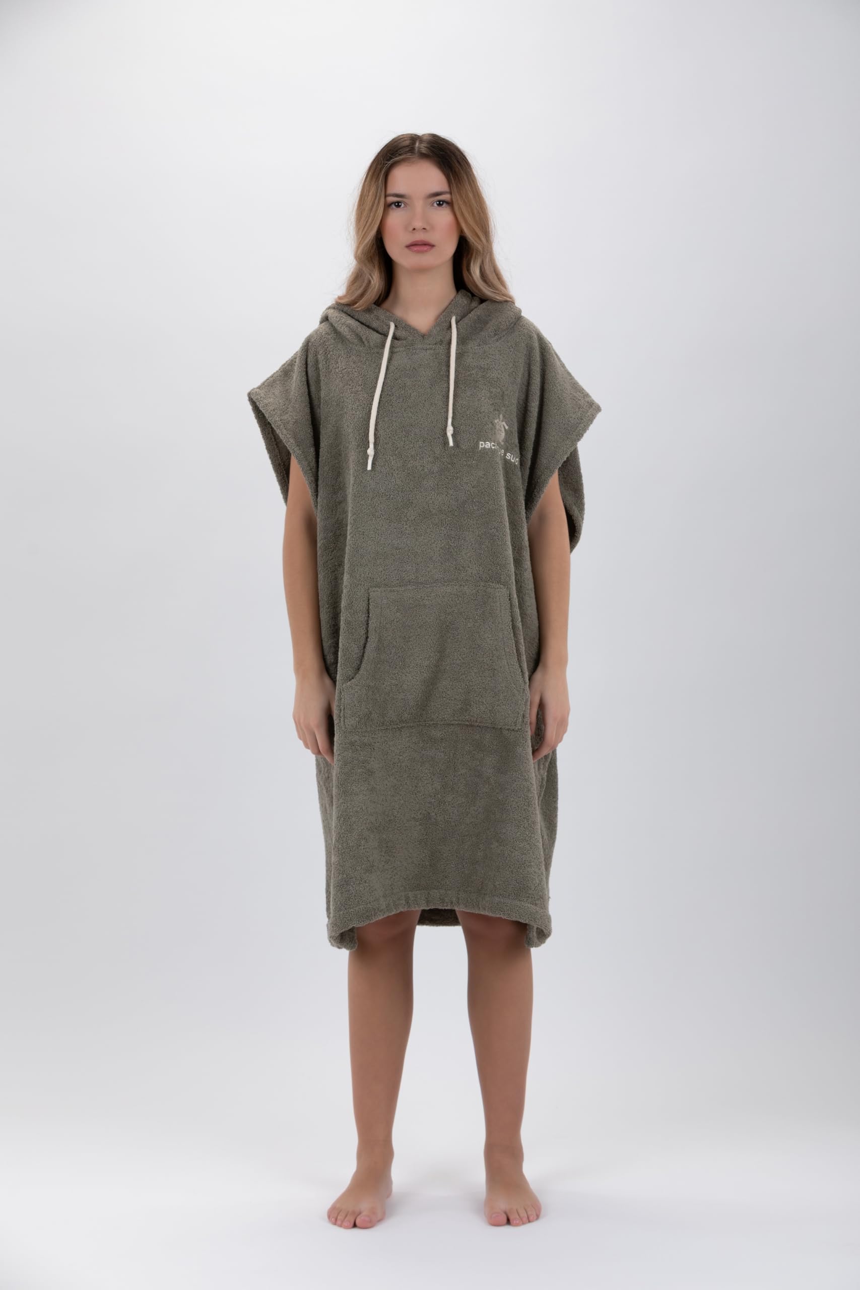 Poncho de Surf du Coton - sans Manches (FR/ES, Alpha/Lettres, M, Taille Normale, Taille Normale, Vert)