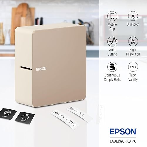 Miniatura 5 de LABELWORKS Epson LW-C610PX - Organizador de cocina – Etiquetadora y blanco y negro sobre cintas transparentes mate – LW-C610PX, 224BMCPX, 224WMCPX