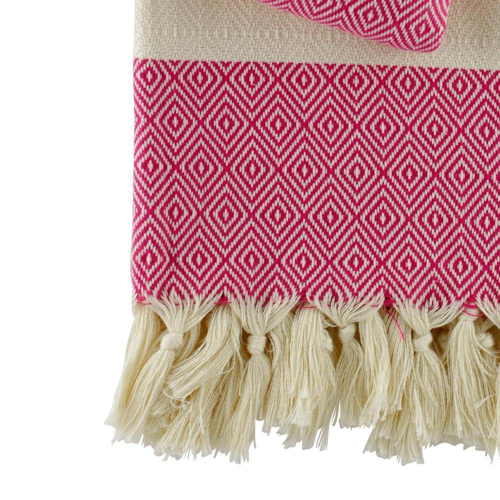 Hamamtuch Charlotte – XL 100x170 cm – Saunatuch, Strandtuch & Badetuch – Pestemal aus 100% Baumwolle – groß, leicht, handgewebt & saugfähig für Damen & Herren (Fuchsia)