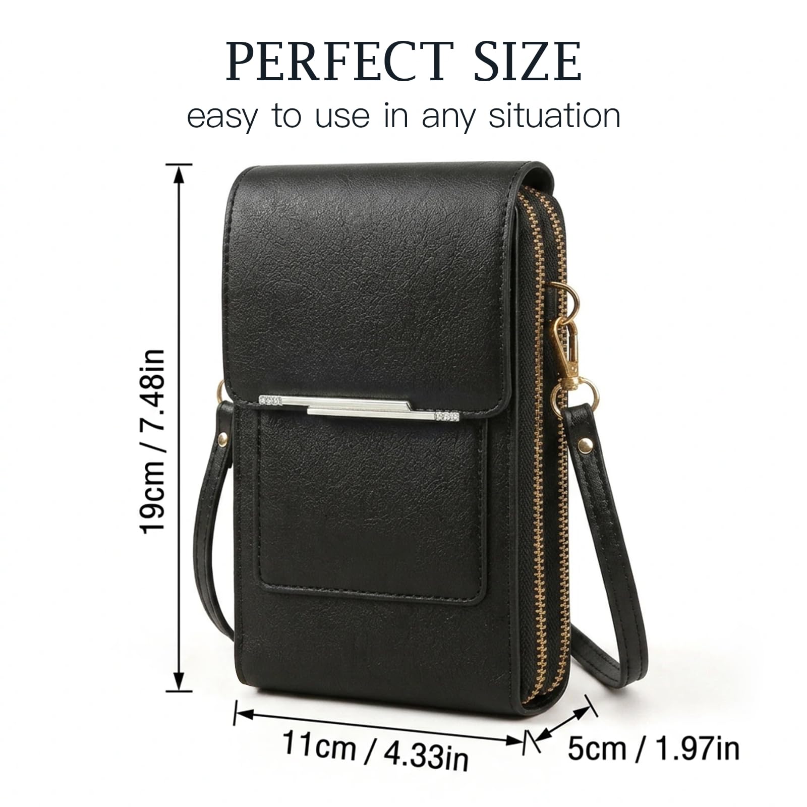 Borsa a tracolla per telefono in finta pelle piccola borsa da donna con cinturino touch screen portafoglio leggero compatto contiene carte
