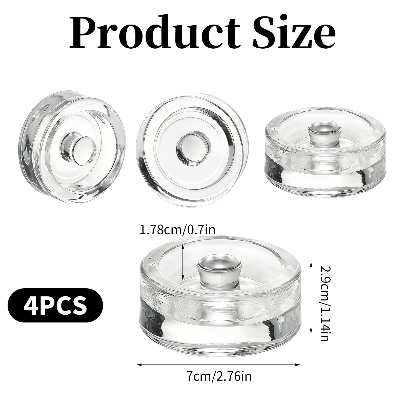 Pesos de Fermentación de Vidrio Ø 7 cm 4 Piezas, Piedras con Asa para Chucrut Kimchi