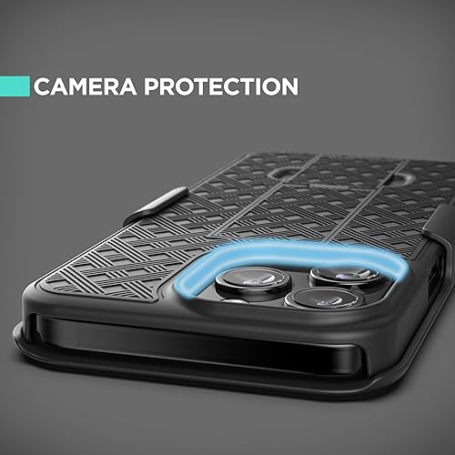 Miniatura 6 de Galvanox Funda diseñada para iPhone 15 Pro Max con clip para cinturón (2023) Carcasa rígida de policarbonato ultra duradera (negro)