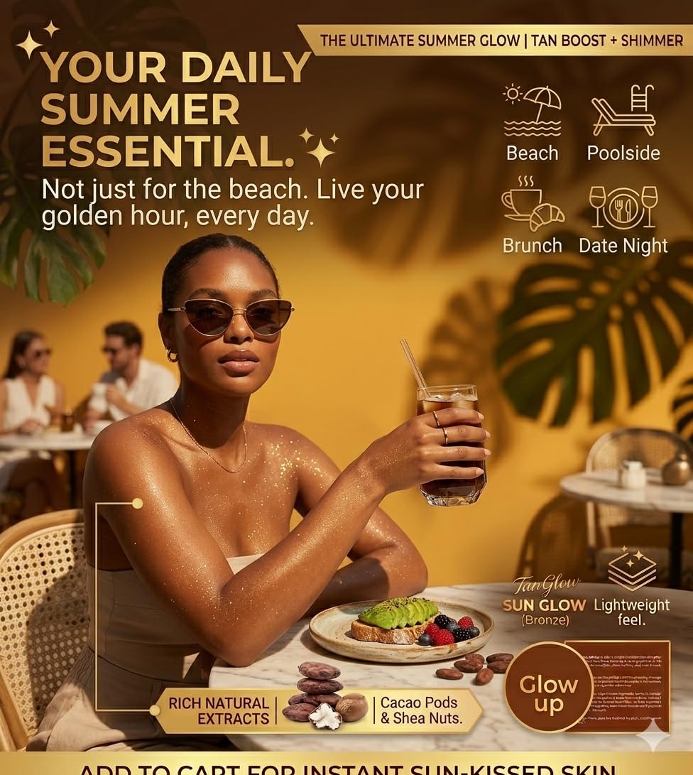 Bronze Tanning Gel, Shimmer Bronzing Body Gel with Carrot & Coconut Oil, Non-Greasy Hydrating Body Gel for Instant Sun-Kissed Glow, 150ml / 5.07 fl oz