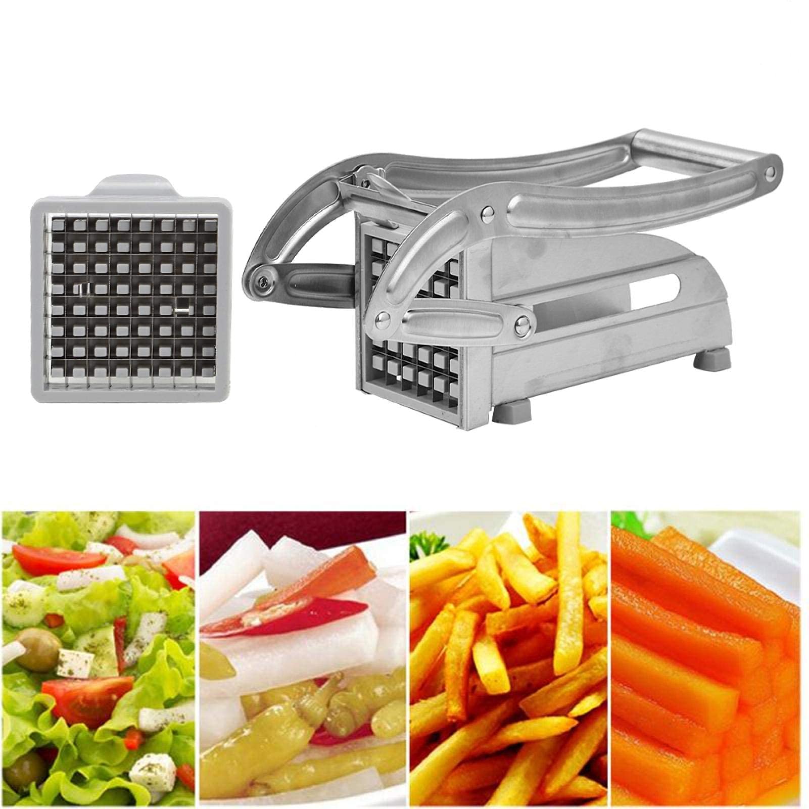 Tagliapatate, Taglia patate fritte in acciaio inossidabile Cippatrice per patate, Tritatutto per verdure taglia patate per la casa