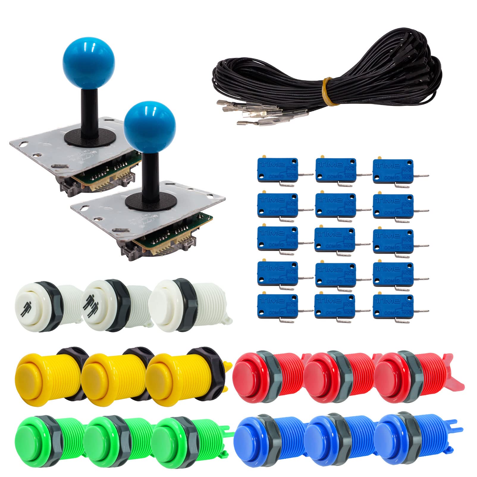 Kit Joystick e Pulsanti Arcade 2 Giocatori Luminosi Pulsanti Americani Joystick PCB Aste Nere Palle Cavo Gpio Videogiochi Retro Gaming