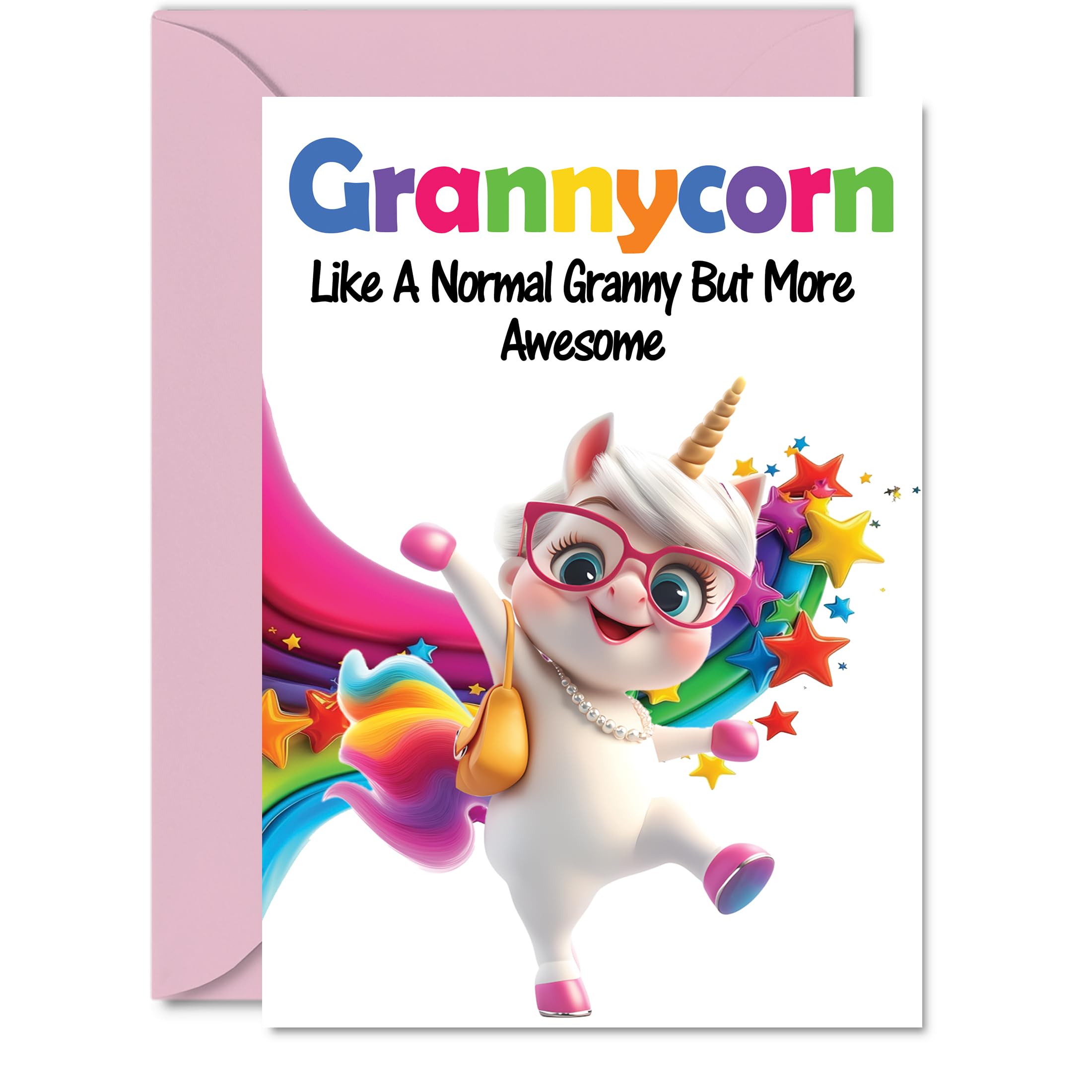 Granny Birthday Card - Awesome Grannycorn - Happy Birthday Card for Granny Grandma from Grandson Granddaughter, A5 Unicorn Bday Greeting Cards