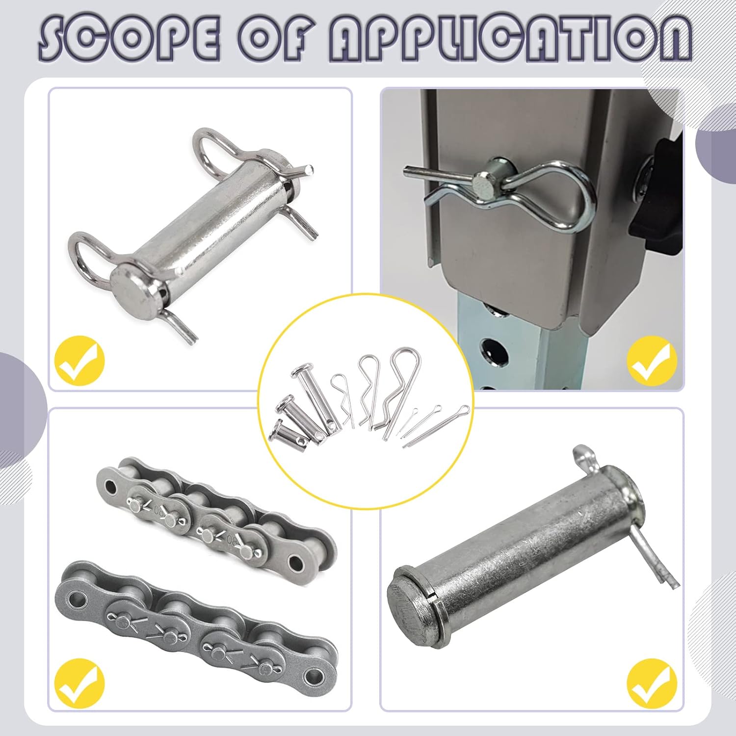 Swpeet 122Pcs 304 Stainless Steel M4 M6 M8 Clevis Pin with M1.5 M2