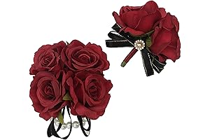 Stunning Red Corsage and Boutonniere Set: A Touch of Elegance for Special Occasions