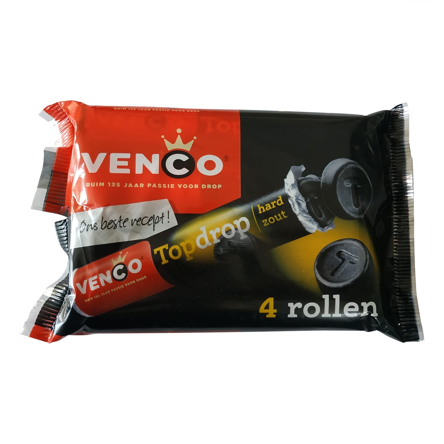 Venco Topdrop Har Zout (Hard Salty Licorice Rolls /4-ct) - 6.63oz