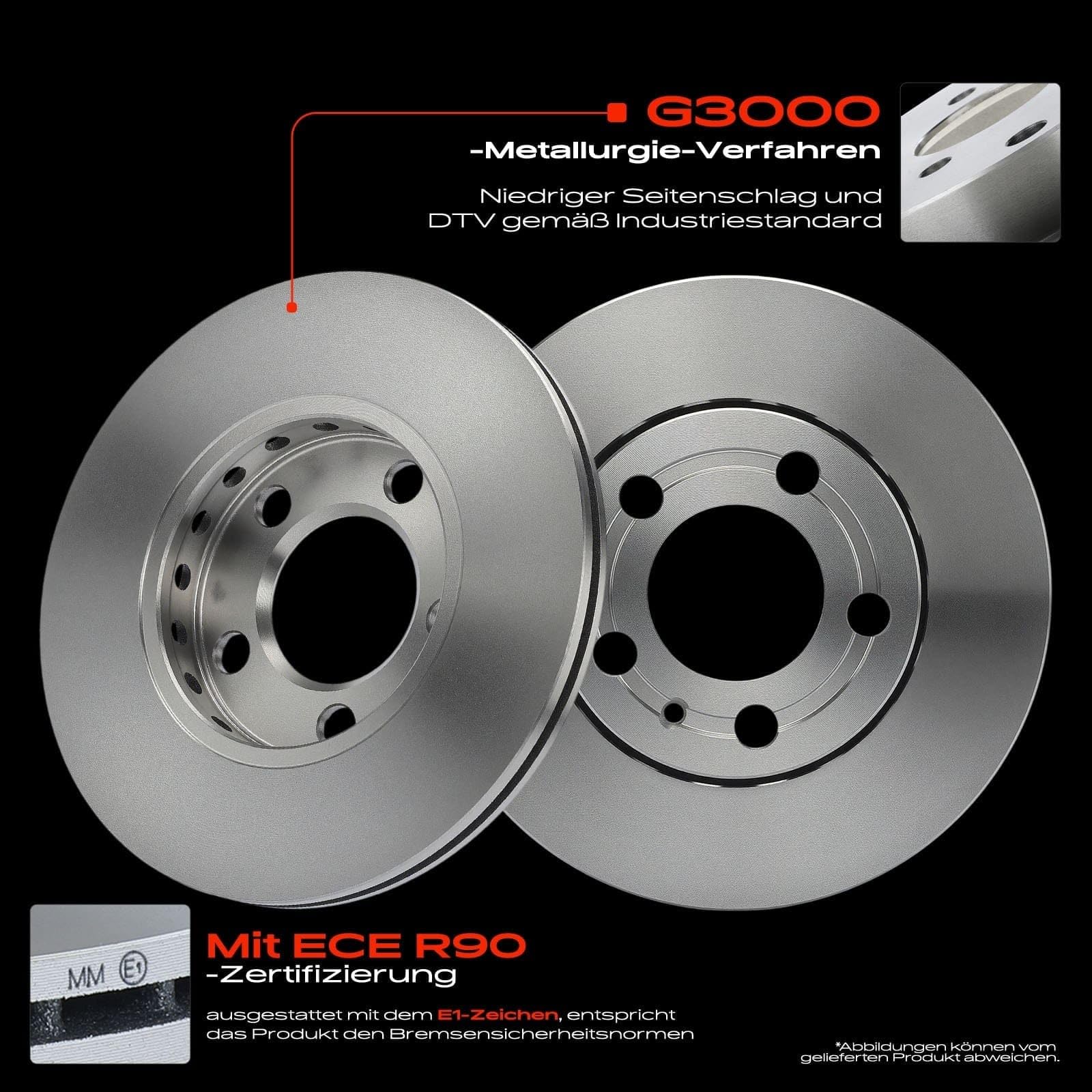 Frankberg 2x Bremsscheiben + 4x Bremsbeläge Vorne 13046071002 | Kompatibel mit Polo 9A 9N, Fox Hatchback 5Z1 5Z3 5Z4 5Z5, Fabia I Praktik 6Y5, Polo Stufenheck 9A2 9A4 9A6 9N2, Fabia I 6Y2