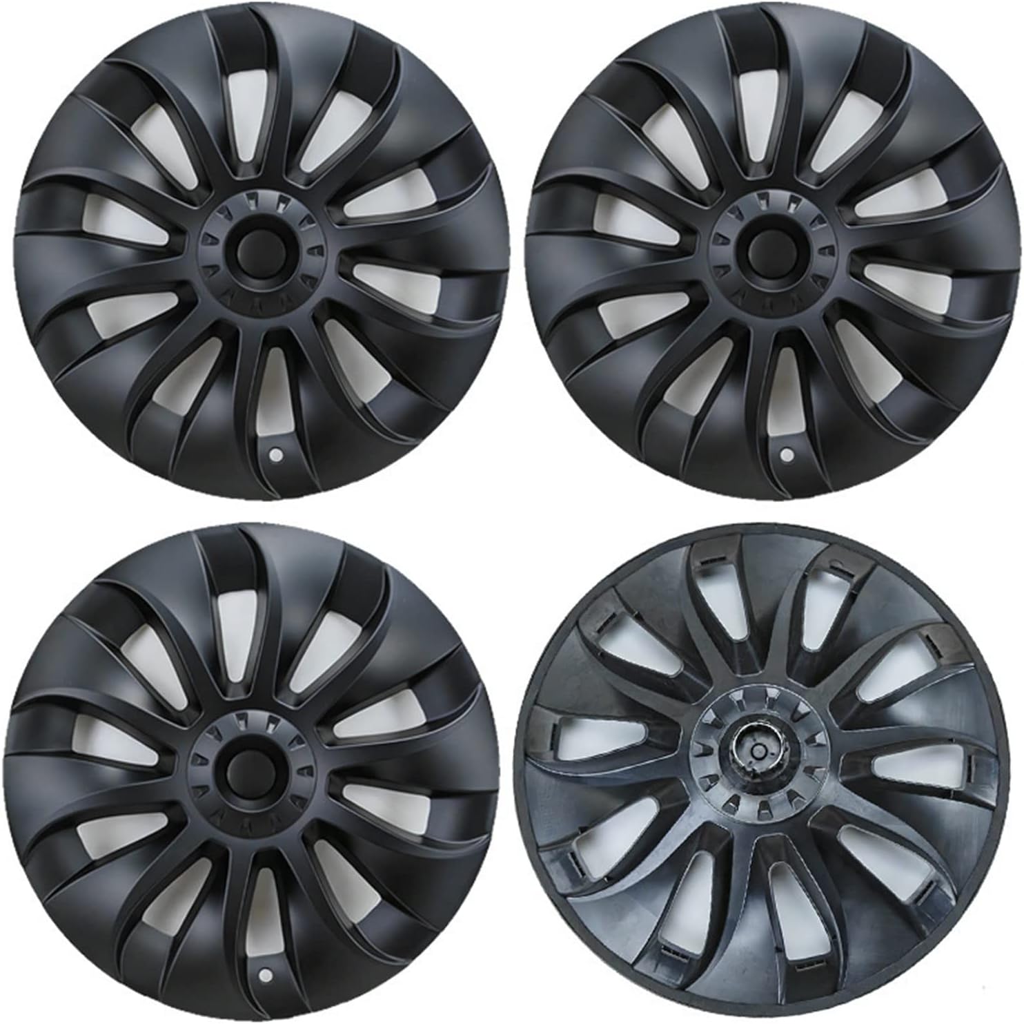 4PCS 20 Inch Wheel Caps, Compatible For Tesla Y Wheel Protection Hub Caps Rim Caps Car Exterior Tire Trim (Color : Matte Black)