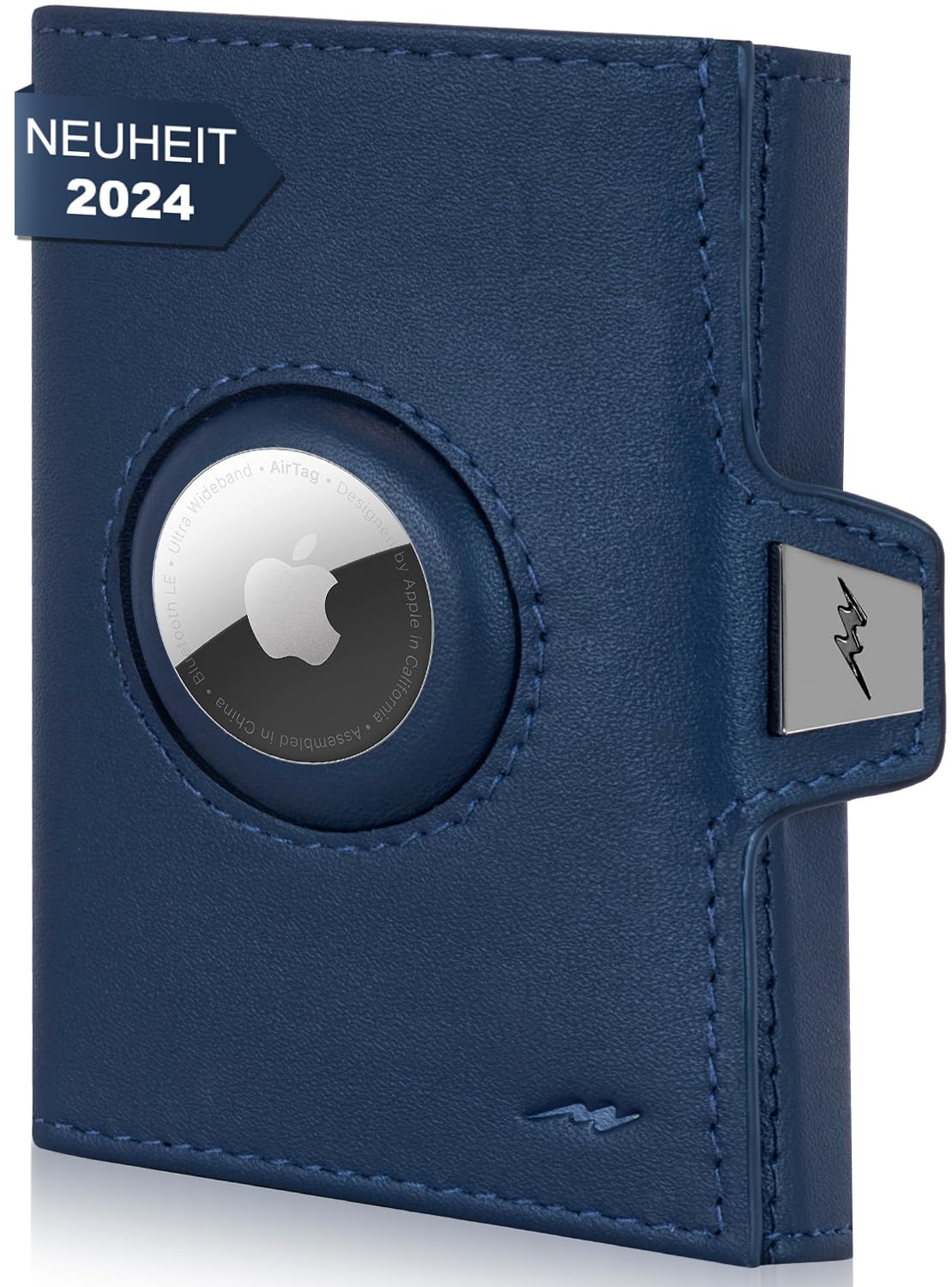 Marc Peter® Jupiter Airtag Echtleder Geldbörse mit Münzfach | Kleines Airtag Portemonnaie für Herren mit RFID | Apple Airtag Mini Geldbörse für Männer