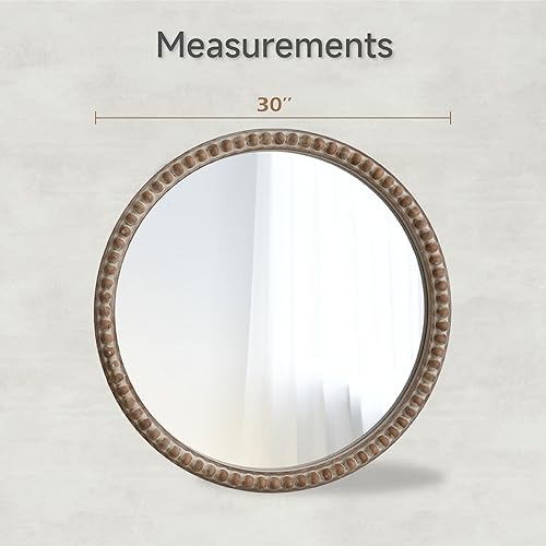 Miniatura 10 de COZAYH Espejo decorativo con marco de madera envejecida, espejo de pared decorativo de estilo rústico de granja (rectángulo)