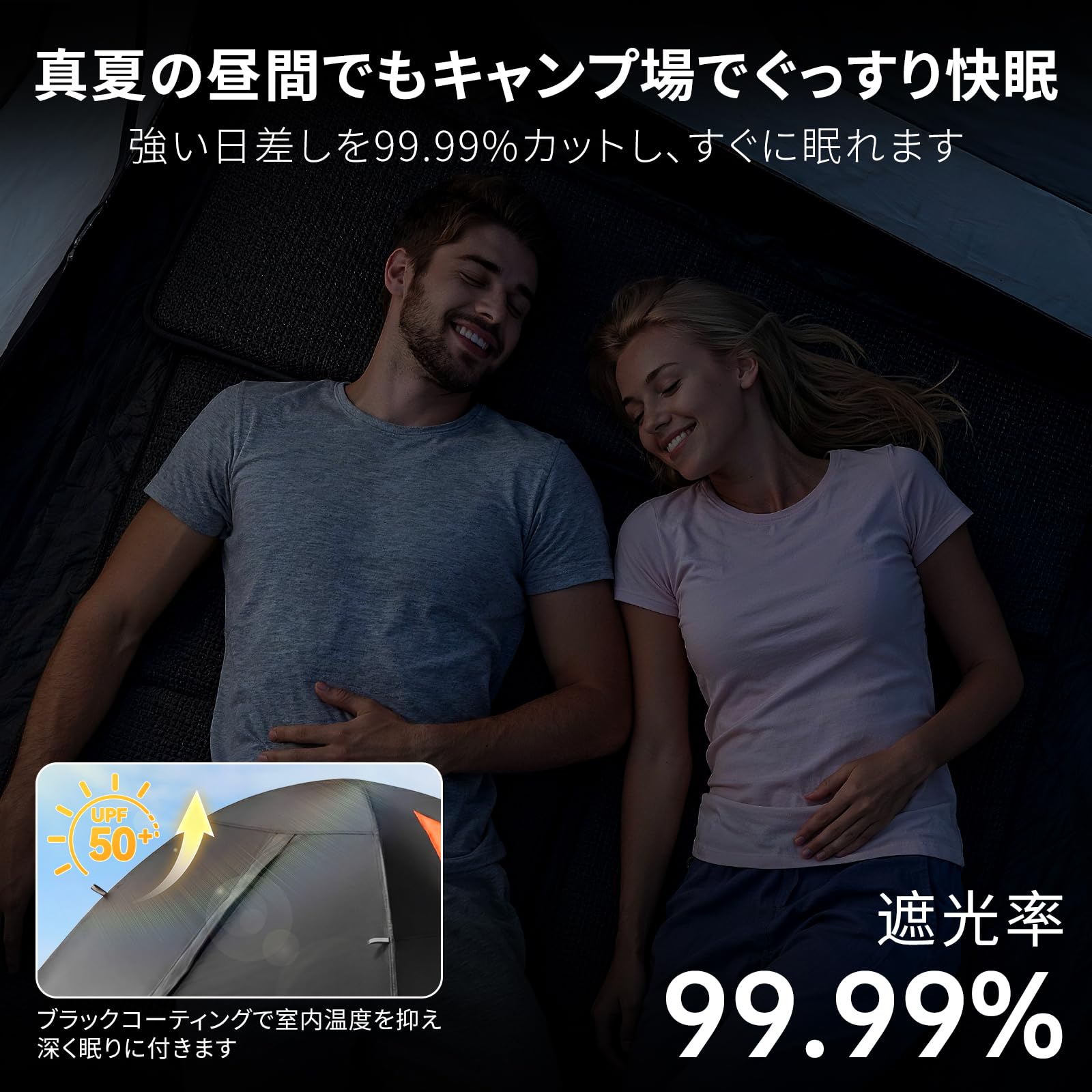 Amazon.co.jp: Geer Top テント 2人用 ブラックコーティング 遮光