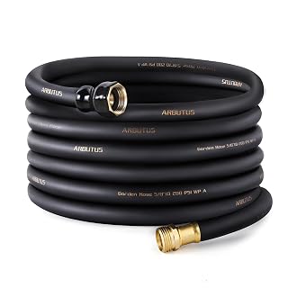 Garden Hose 5/8" x 50ft - Brass Rubber Heavy Duty Water Hose 600 PSI Burst Pressure, Durable Flexible Hose for Yard, Car Wash, Pets Black - Amazon product rated Grade A