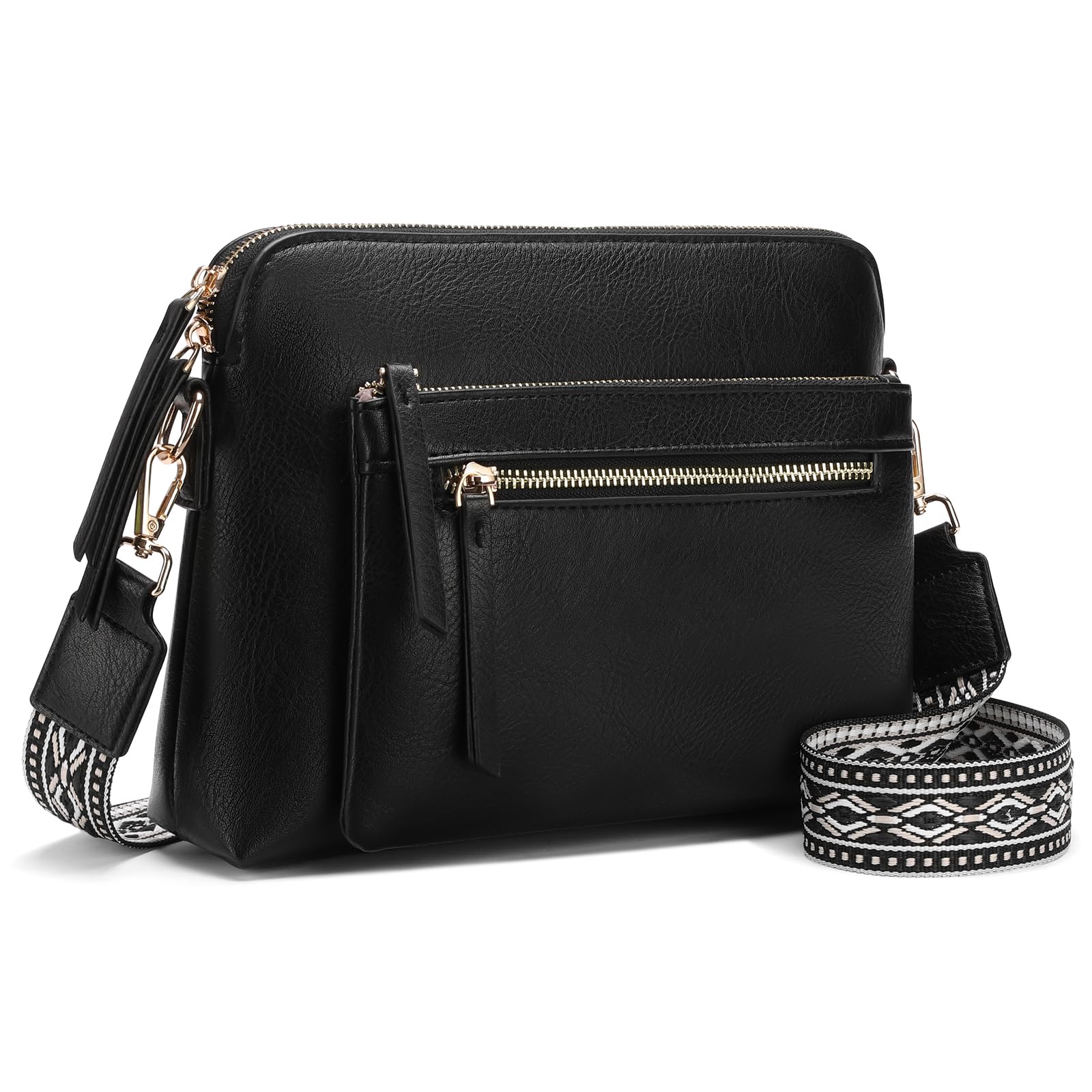 GAEKEAO Quilted Crossbody Bags for Women Vegan Leather Purses with Wide Strap,Women's Mudium Travel Purse Built in Wallet