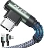 Cable AINOPE USB A a USB C 6.6 pies 2 paquetes cargador tipo C carga rápida | Cable de ángulo recto nylon 3.1A carga rápida Carplay 480Mbps sincronización de datos para iPhone 15-17, Samsung Galaxy S10 S9, LG, Moto, iPad 1