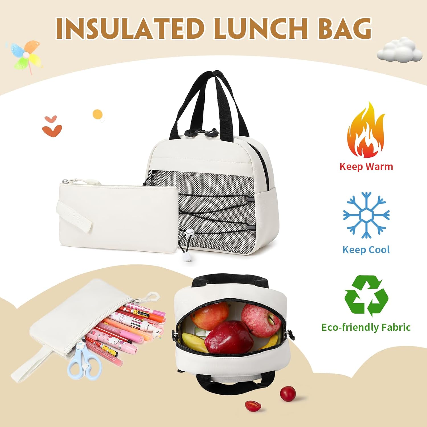 GeeWin Backpack for Boys, Waterproof Boys Backpacks 15.6" Laptop Backpack Schoolbag for Teens Boy Kids Children Middle High School, Back to School Book Bags Set with Lunch Bag & Pencil Bag (Beige) - Image 6