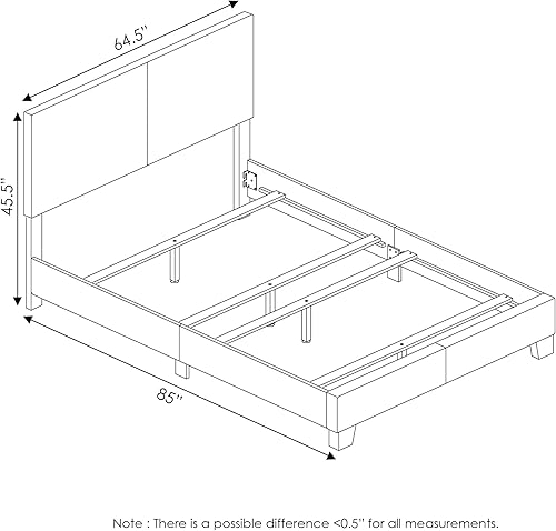 Miniatura 77 de Furinno Pessac - Marco de cama tapizado, piel sintética blanca, tamaño individual XL Blanco,Negro -,Glacier,Negro (plain