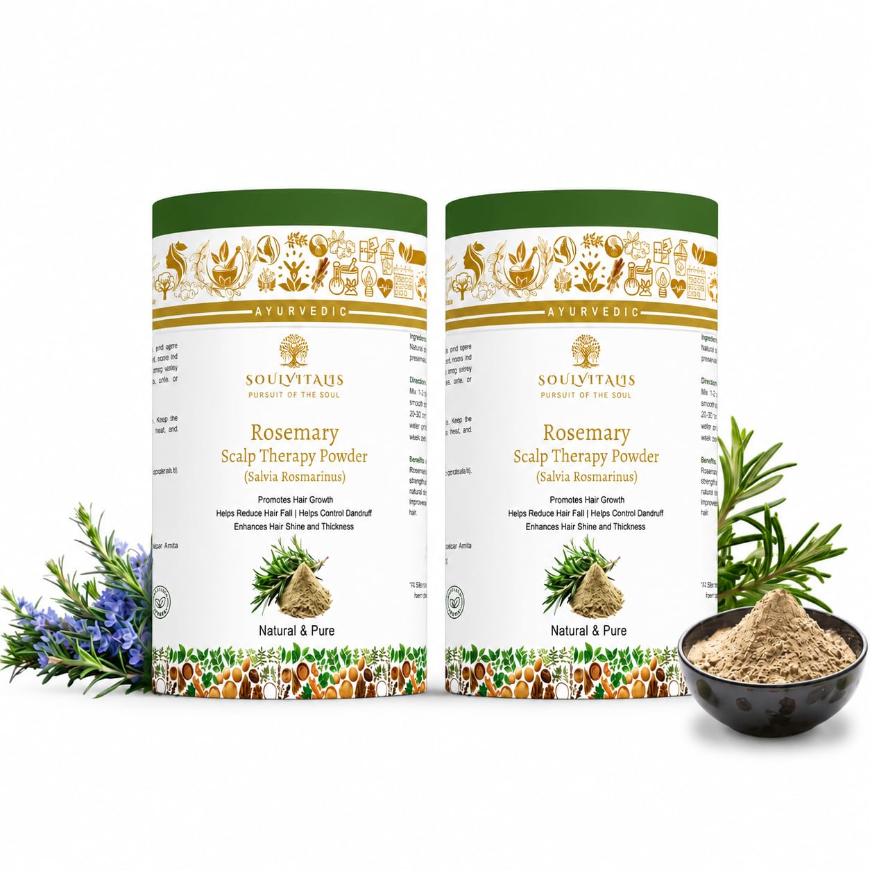 Natural Root Strength Shampoo Powder | Ayurvedic Herbal Hair Cleanser for Hair Fall Control & Stronger Hair Roots | Sulphate & Paraben Free Herbal Shampoo Powder with Rosemary, Brahmi & Hibiscus | For Men & Women (Rosemary Powder(Pack of 2))-image-19