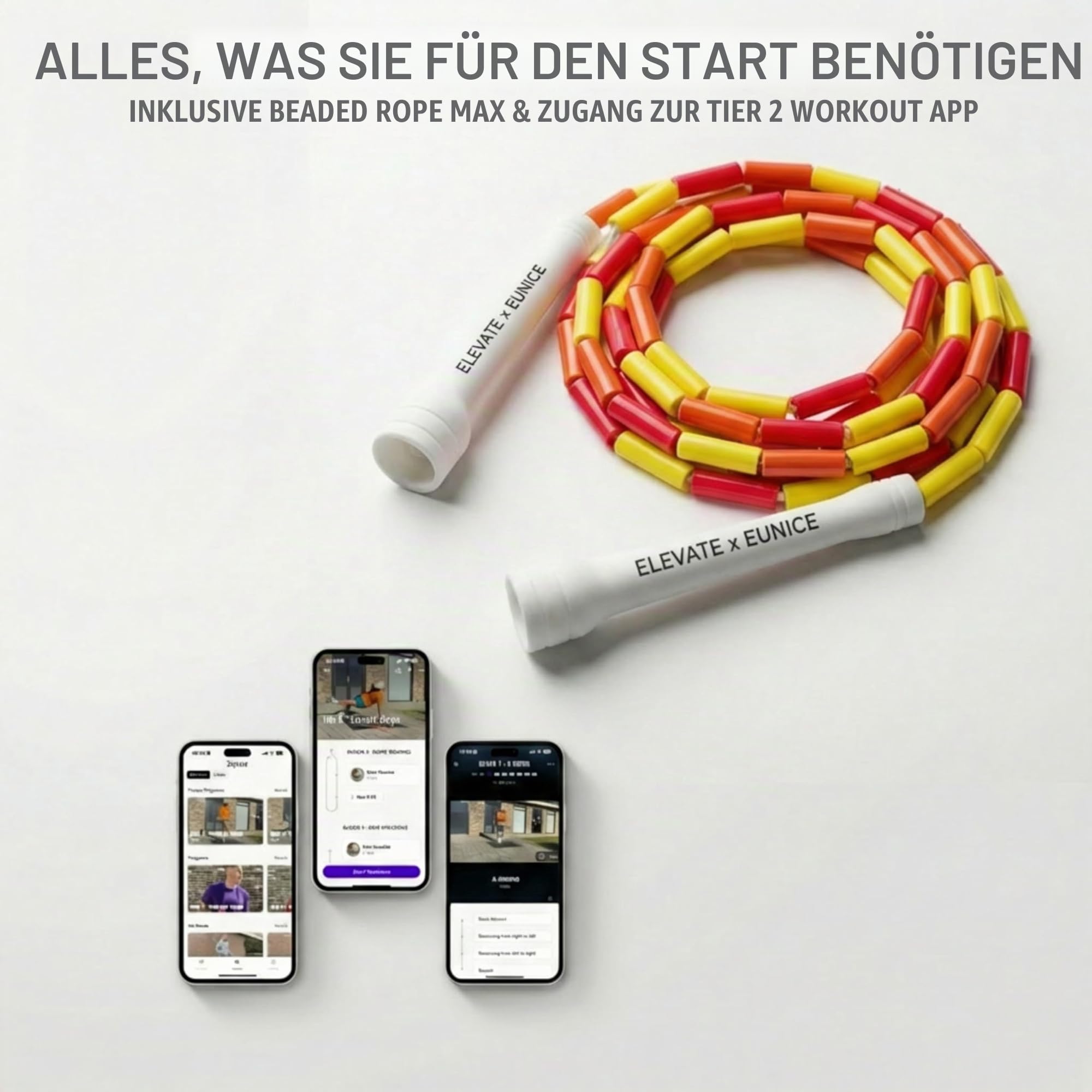 Elevate Rope Perlen‑Springseil Verstellbar 3 m mit Gratis Trainings‑App – Tangle‑Free, ideal für Rhythmus, Kontrolle & Cardio