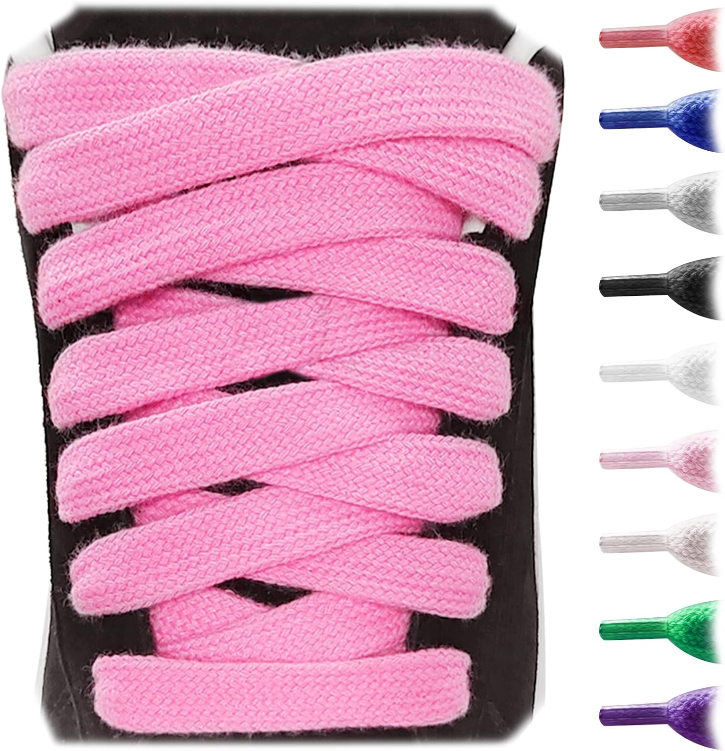 UamGlsob 15MM Cotton Fat Shoe Laces for Sneakers, 5/8" Wide Flat Thick Chunky Jumbo Athletic Shoelaces Replacement Strings