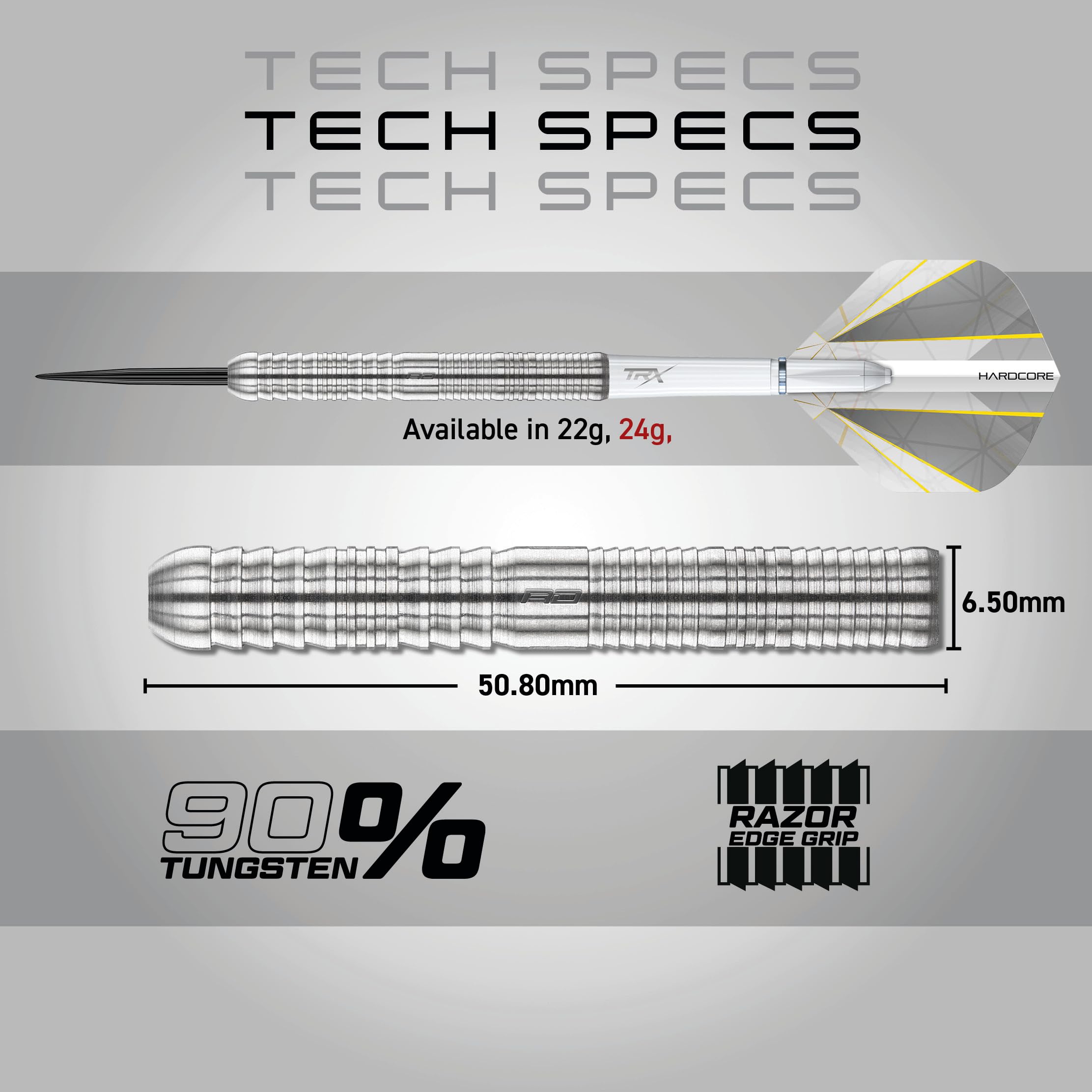 RED DRAGON Darts - Seren Pure Serie - 90% Tungsteno Professionale Punta in acciaio Set di freccette con voli e aste per freccette -Disponibile in quattro stili -Disponibile in 21g, 22g, 23g, 24g & 25g