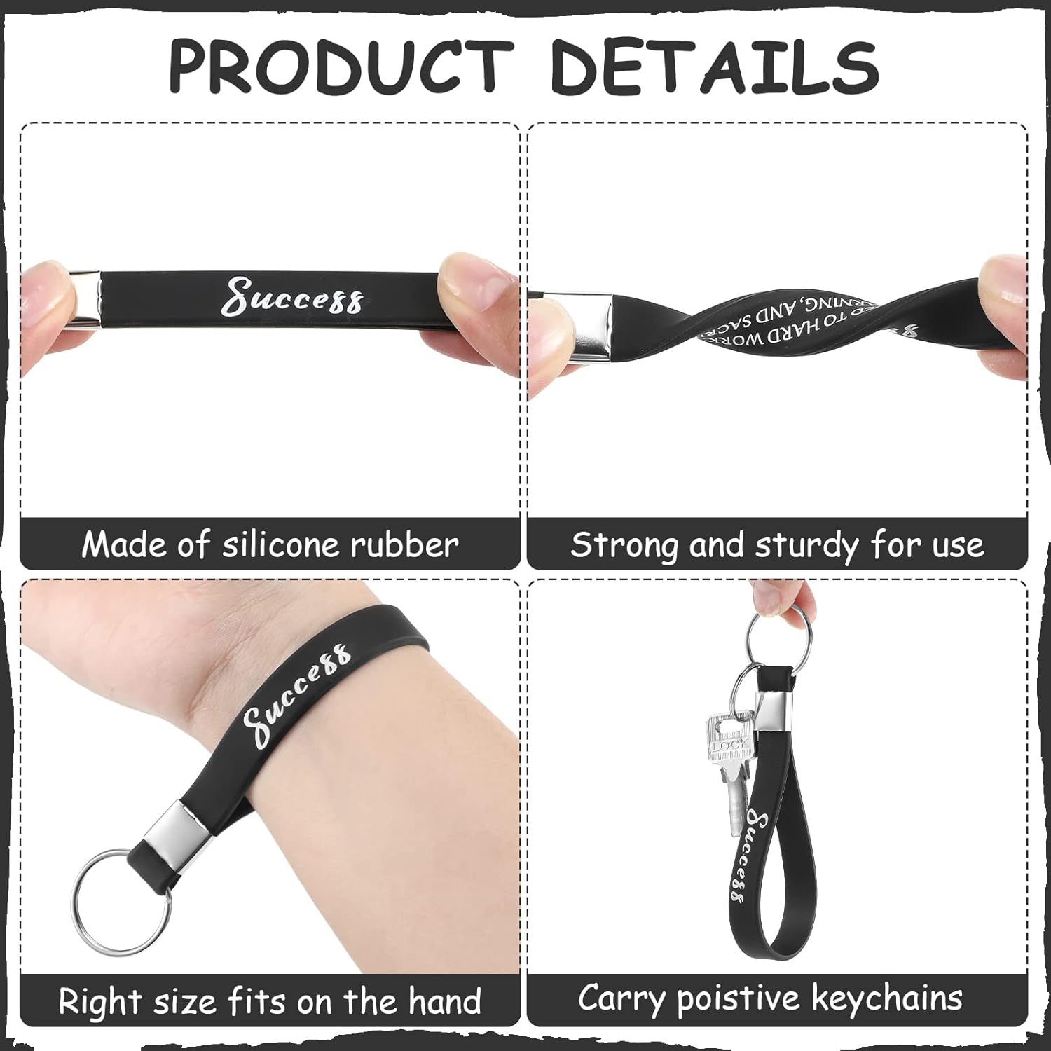 Sureio 24 Pcs Graduation Inspirational Keychain Bulk Motivational Silicone Wristband Appreciation Gift Student Employee - Image 3