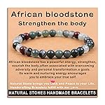AD Beads Handmade Gemstone Stretch Elastic Bracelet Crystal Healing Reiki Nature\'s Beauty and Spiritual Essence Unisex (6mm, African Bloodstone (Strengthen the body))