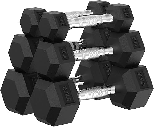 Miniatura 25 de PAPABABE Juego de mancuernas, mancuernas de gimnasio en casa con revestimiento de goma, mancuernas para mujeres y hombres, pesas de mano para