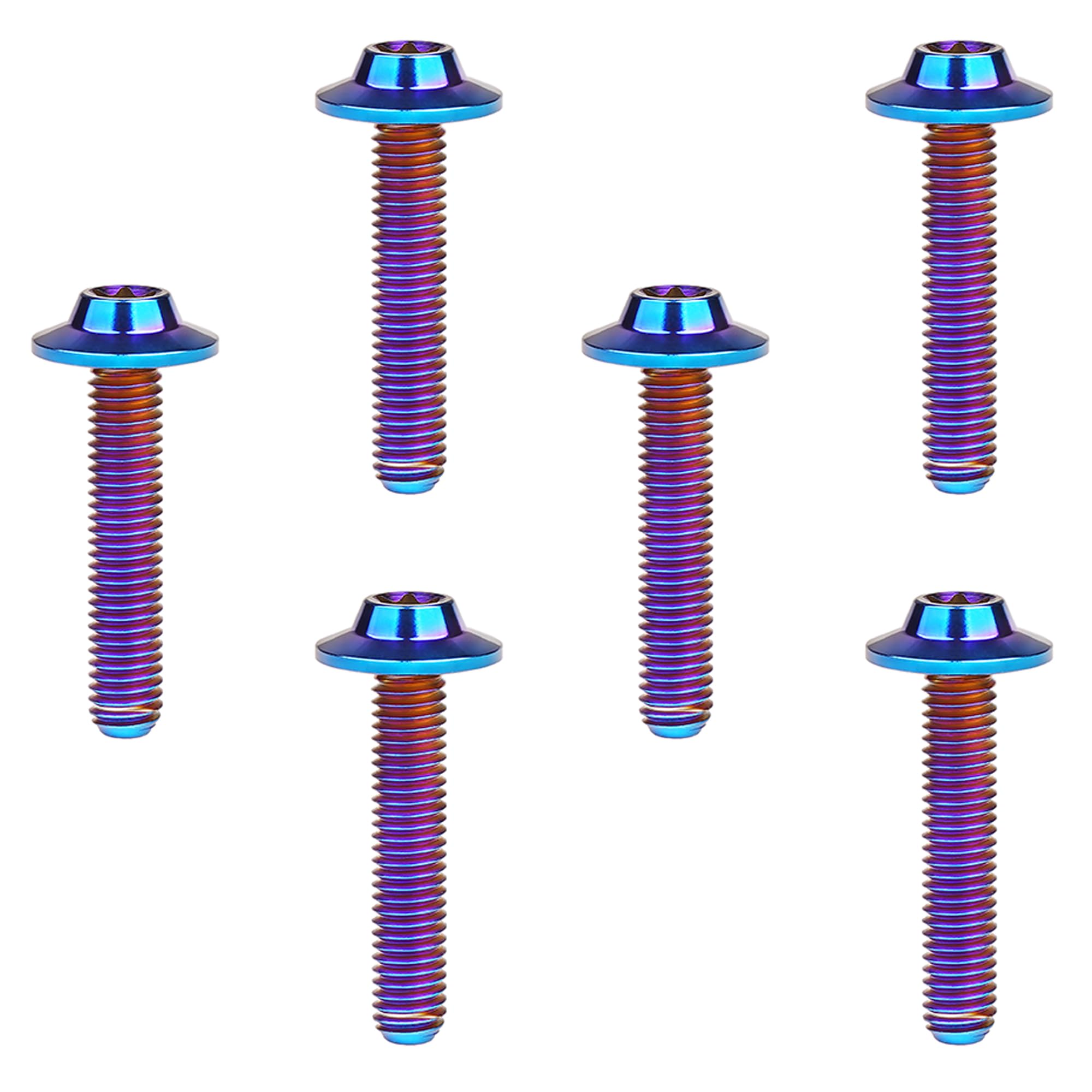 DWAMMEBRS Bolt M5 M6x10 12 15 20 25 30 35mm T25 T30 Torx Head Screw Pack of 6(Burnt Blue,M6x35mm)