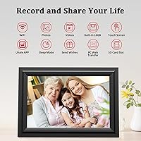 Vista 2 de SAMMIX Marco de fotos digital de 10.1 pulgadas, WiFi, marco de fotos digital electrónico, pantalla táctil IPS, 16 GB, mesa y montaje en pared