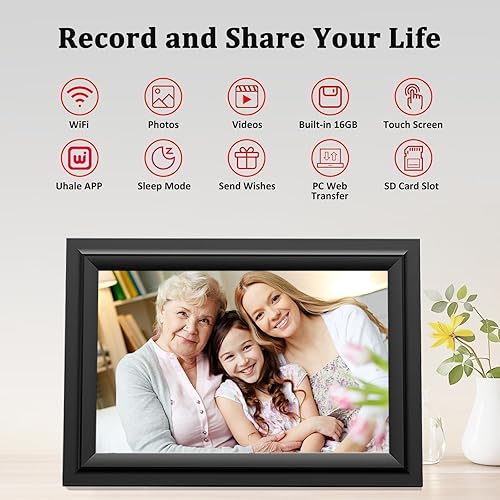 Miniatura 2 de SAMMIX Marco de fotos digital WiFi marco de fotos digital, pantalla táctil IPS HD de 10.1 pulgadas, 16 GB, marco de fotos de nube inteligente