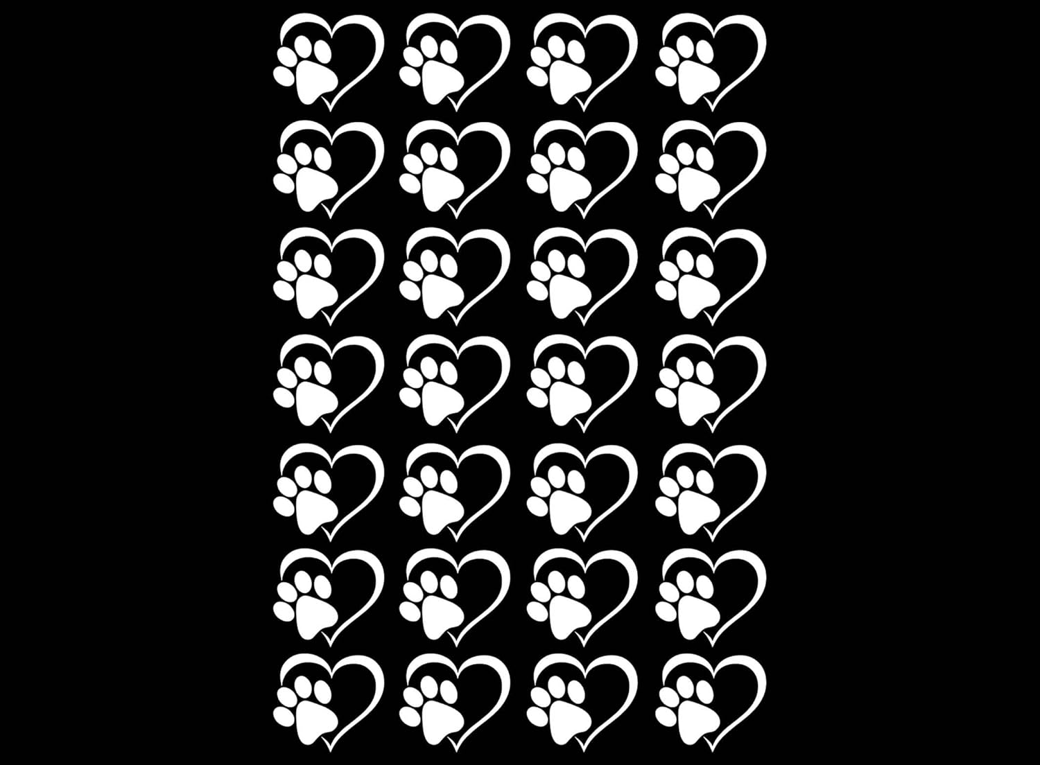 Heart Paw Prints 28 pcs 3/4 White Fused Glass Decals