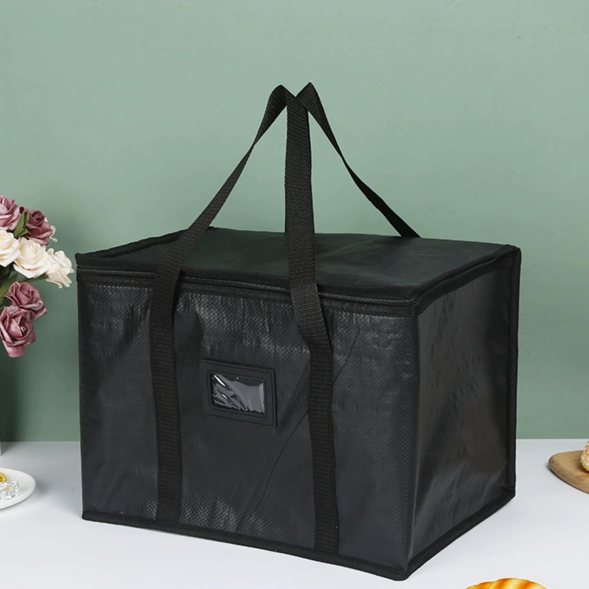 SUQ Izolowana torba do dostawy żywności i pudełek na pizzę 40 l, duża skladana torba chłodząca, dla rodziny wędkarskiej na kemping (43 x 31 x 30 cm)