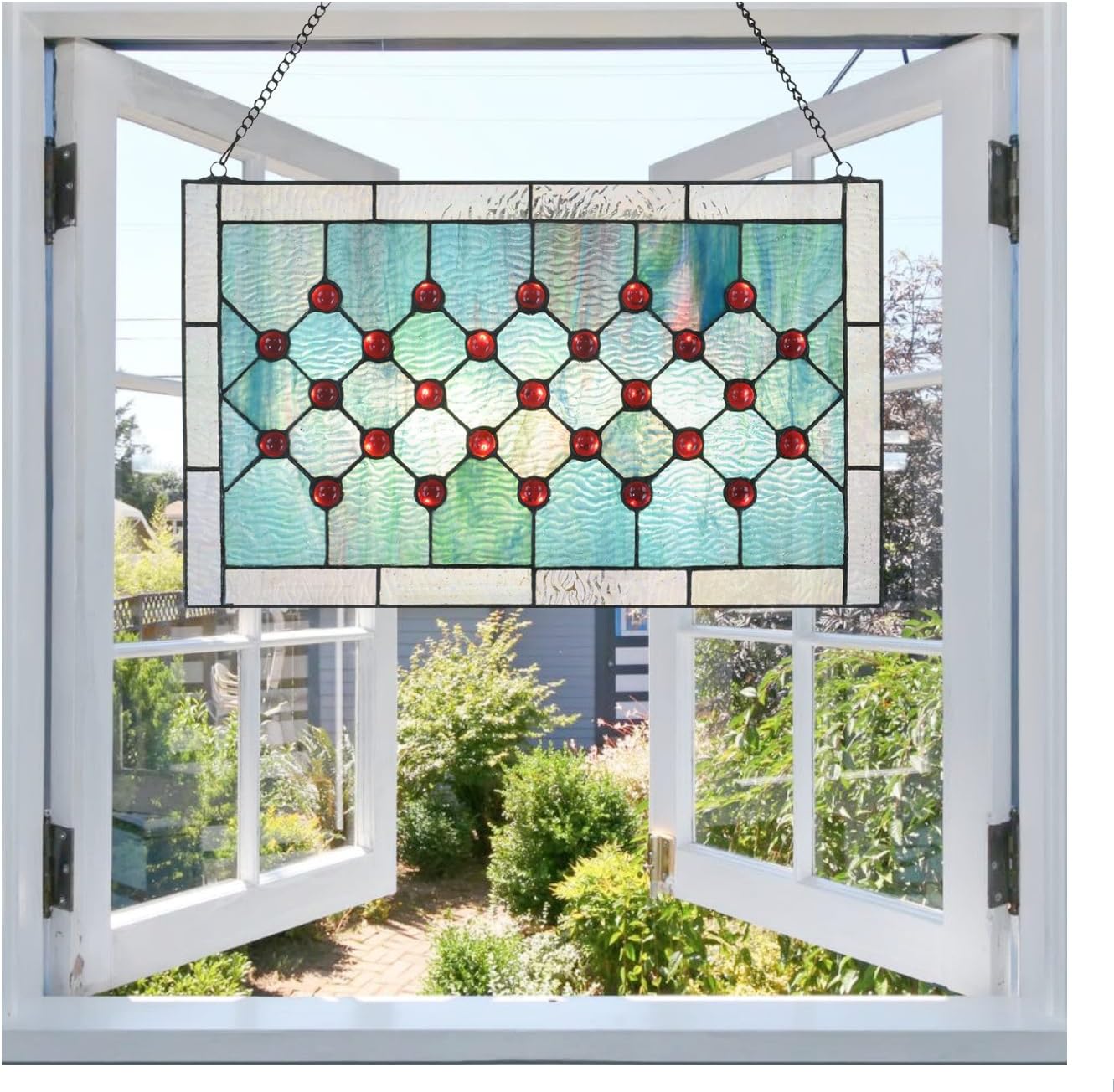 Stained Glass Window Panel, Stained Glass and Cabochon